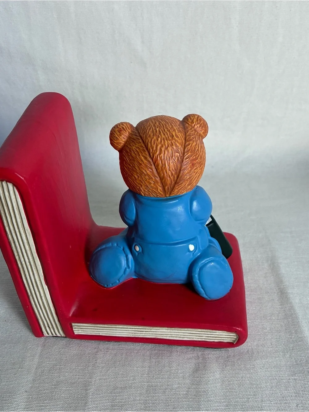 Enesco Blue and Pink Bear Bookend Pair with Red Book Bases